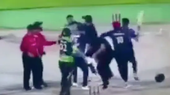 Mid-Pitch Brawl Erupts Between Players During Club Game, Umpire Helpless in Chaotic Scene